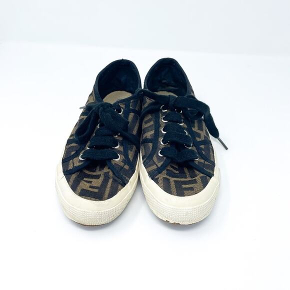 Vintage 90’s FENDI Scarpe FF Monogram Zucca Print Low Top Sneakers EU 36 - Picture 5 of 6
